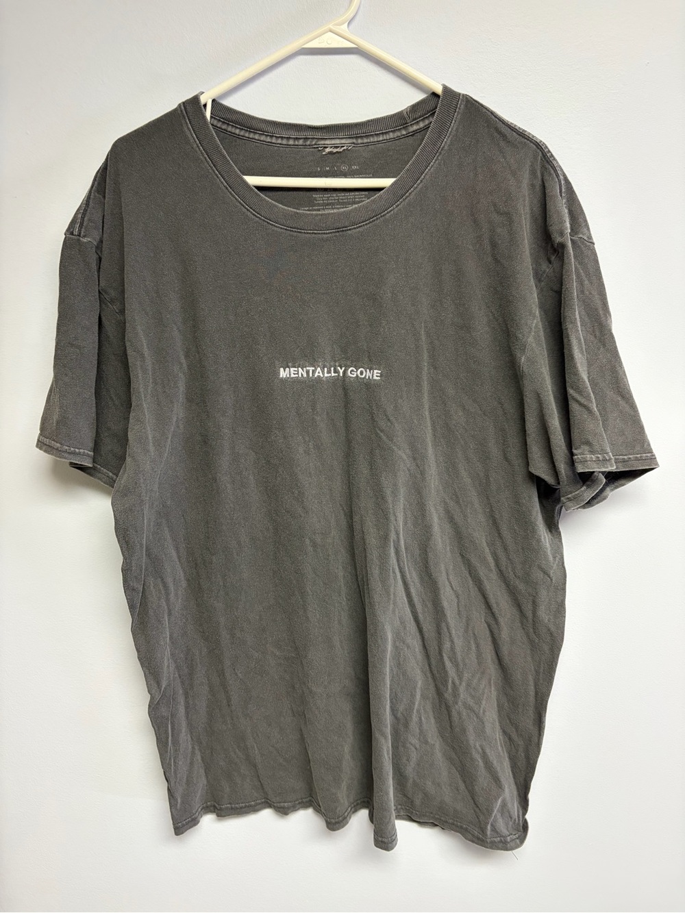 Mentally Gone embroidered Graphic Tee - Charcoal